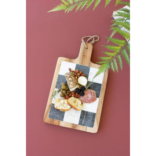 Black & White Marble with Acacia Wood Cheese Board