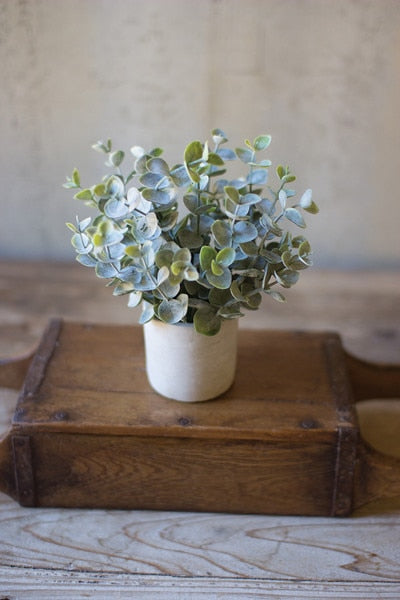 Artificial Boxwood Sage Plant in Concrete Pot