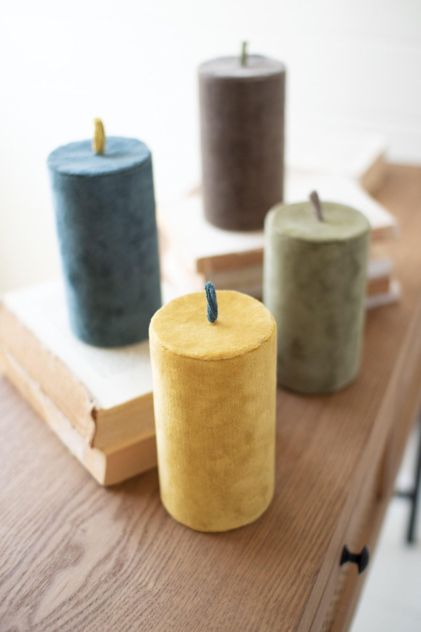 Set of Four Faux Velvet Candles