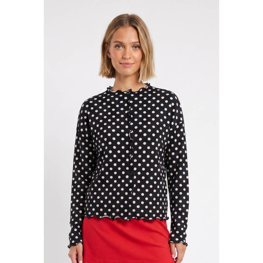 Polka Dot Button Up Knit Top
