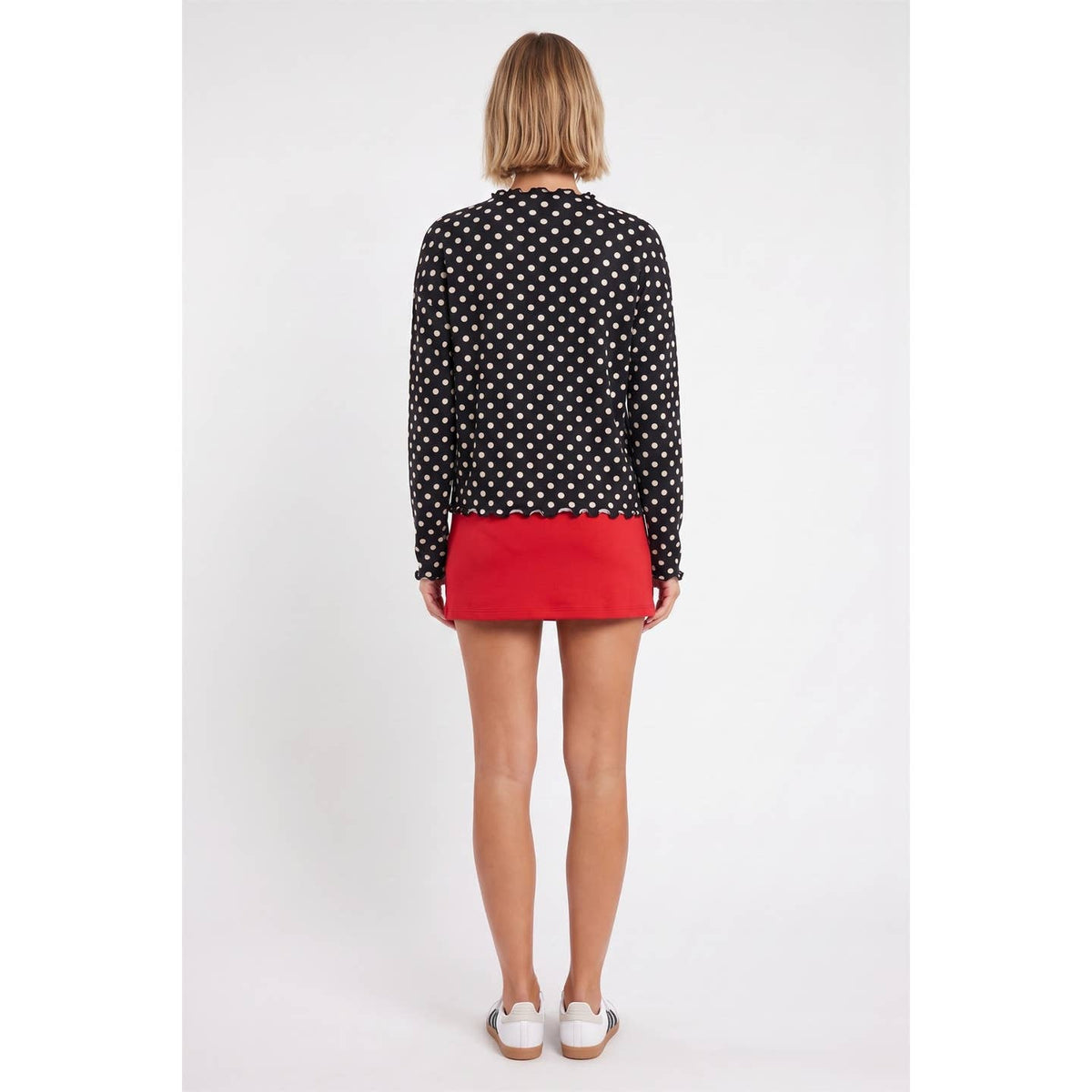 Polka Dot Button Up Knit Top