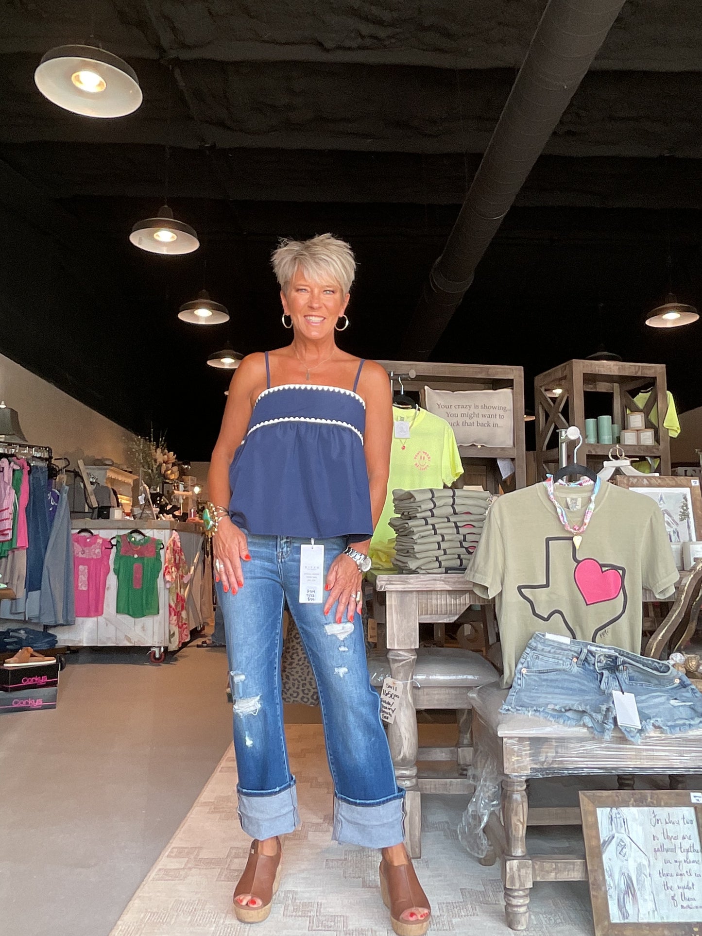 RS14 Mid Rise Distressed with Cuffed Ankle Straight Jeans