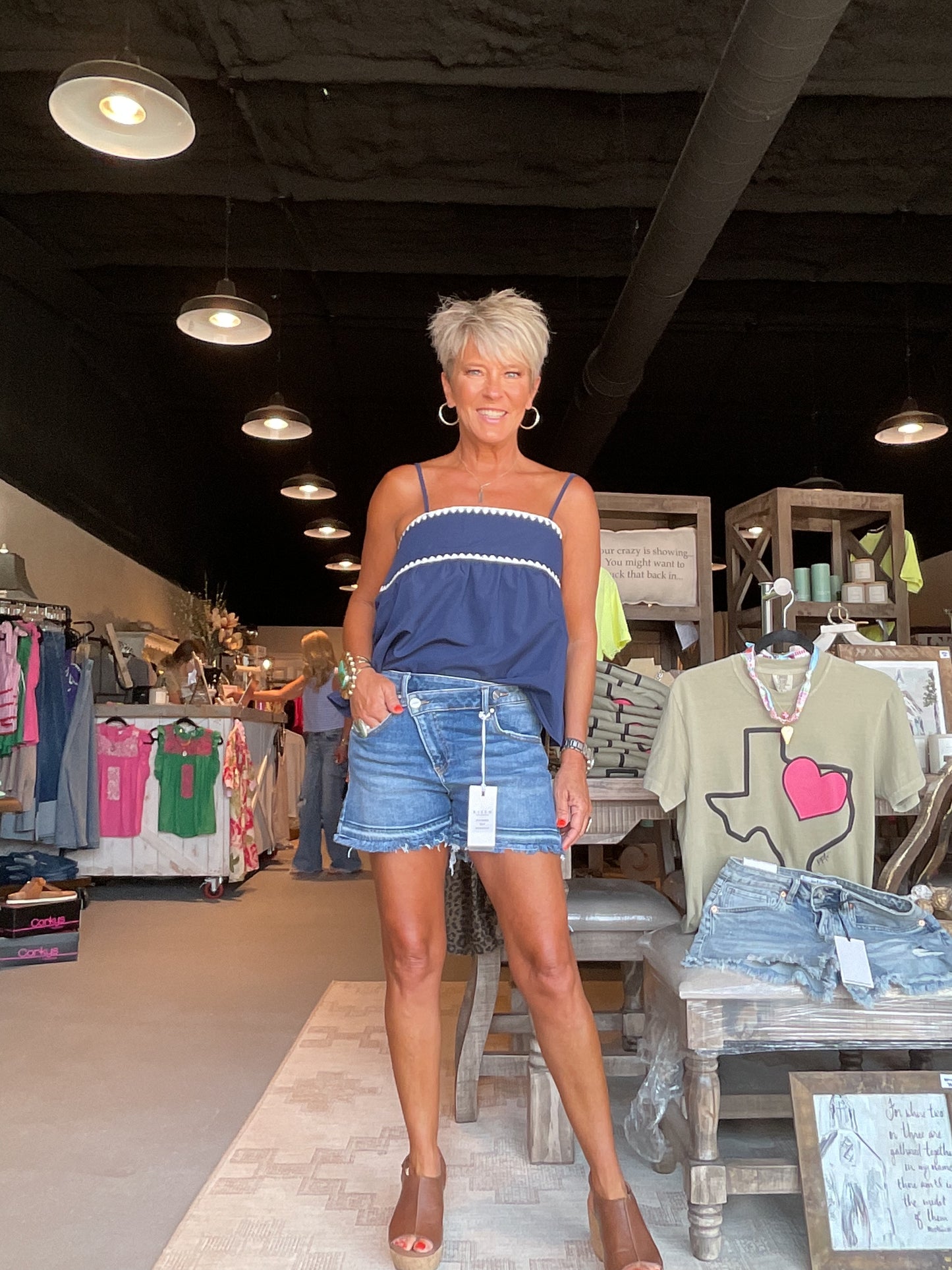 RS11 Mid Rise Crossover Denim Shorts