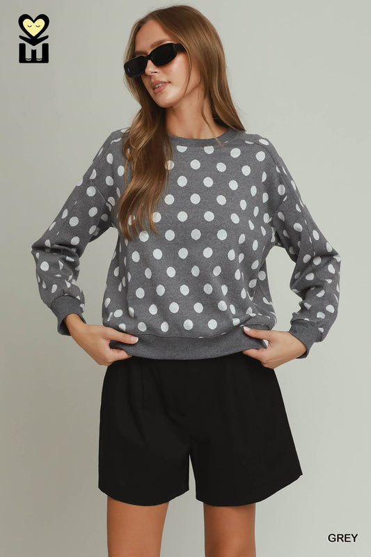Grey Polka Dot Pullover