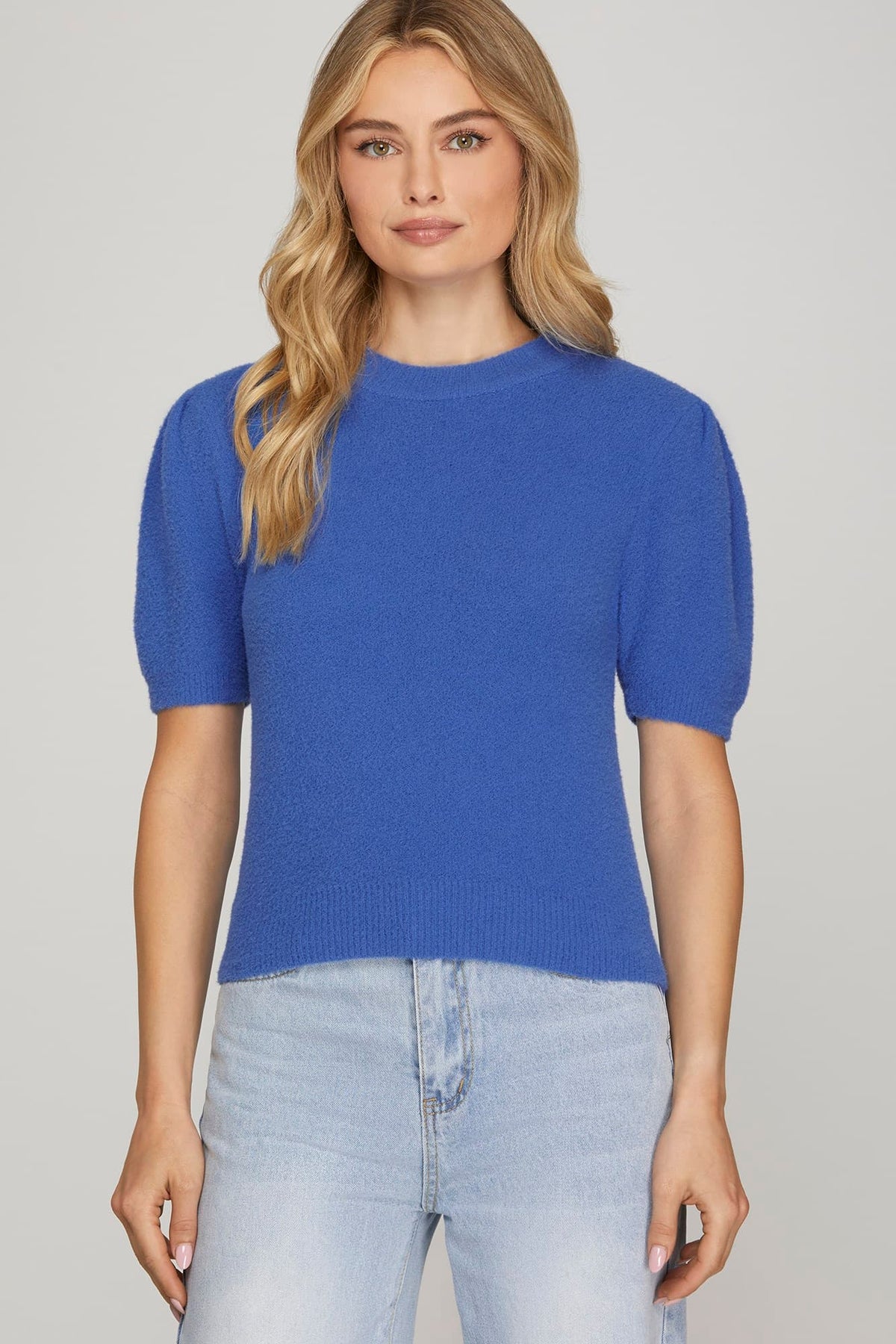 Blue Short Sleeve Sweater