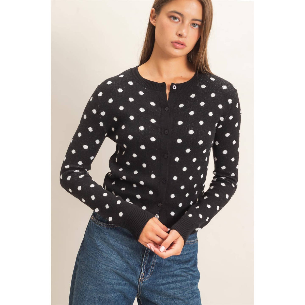 Black Polka Dot Cardigan