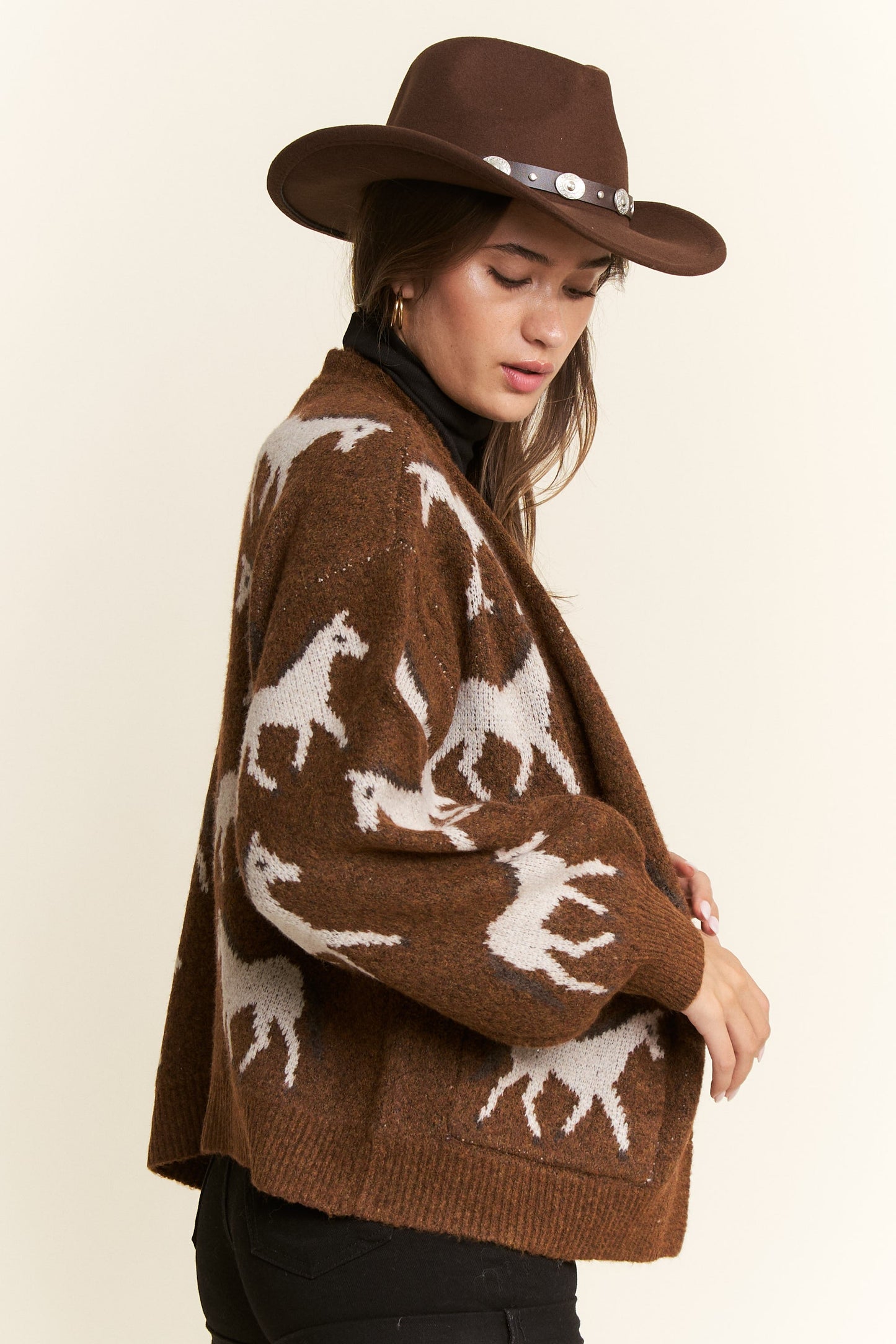 Two Tone White Horse Cardigan