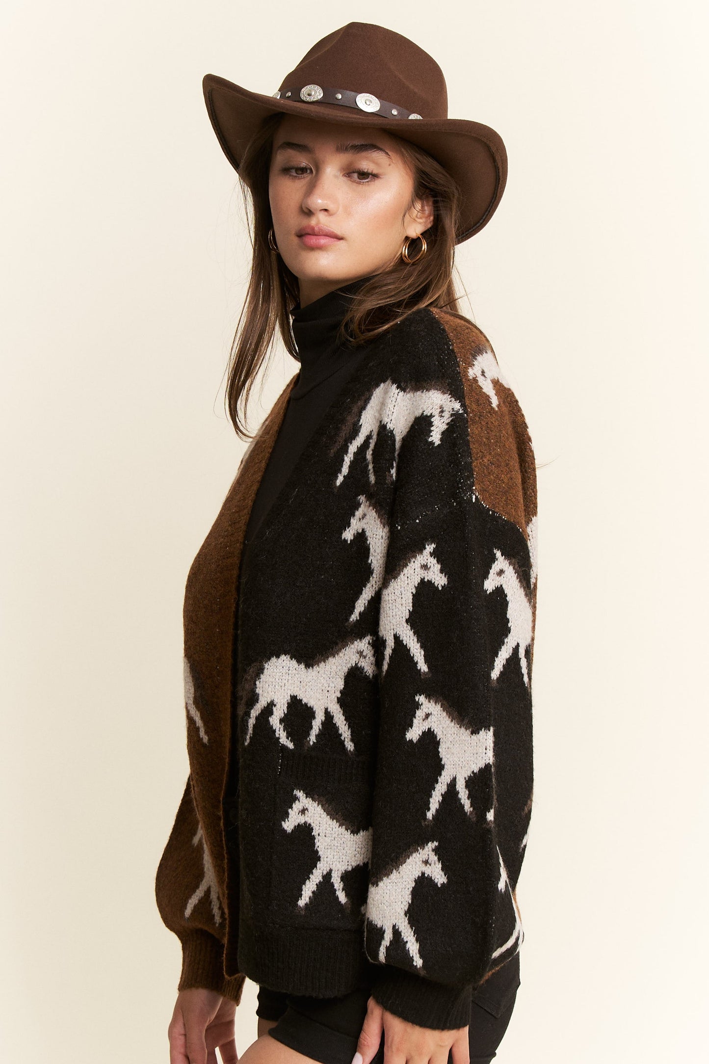 Two Tone White Horse Cardigan