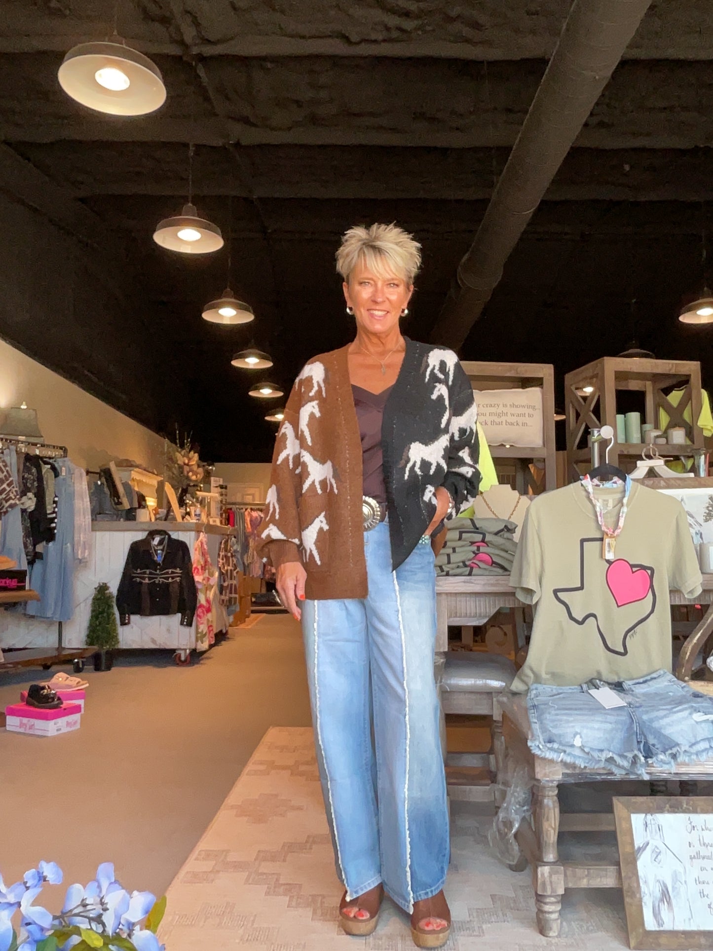 Two Tone White Horse Cardigan