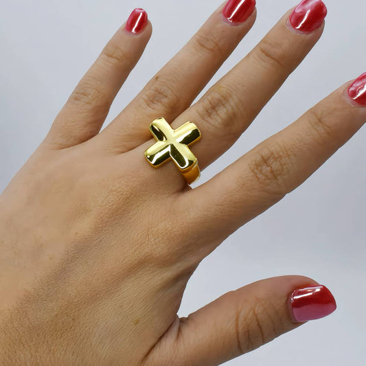 Chunky Gold Cross Ring