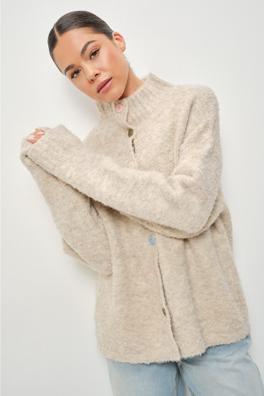 Funnel Neck Knitted Cardigan