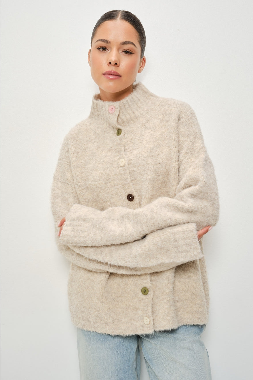 Funnel Neck Knitted Cardigan