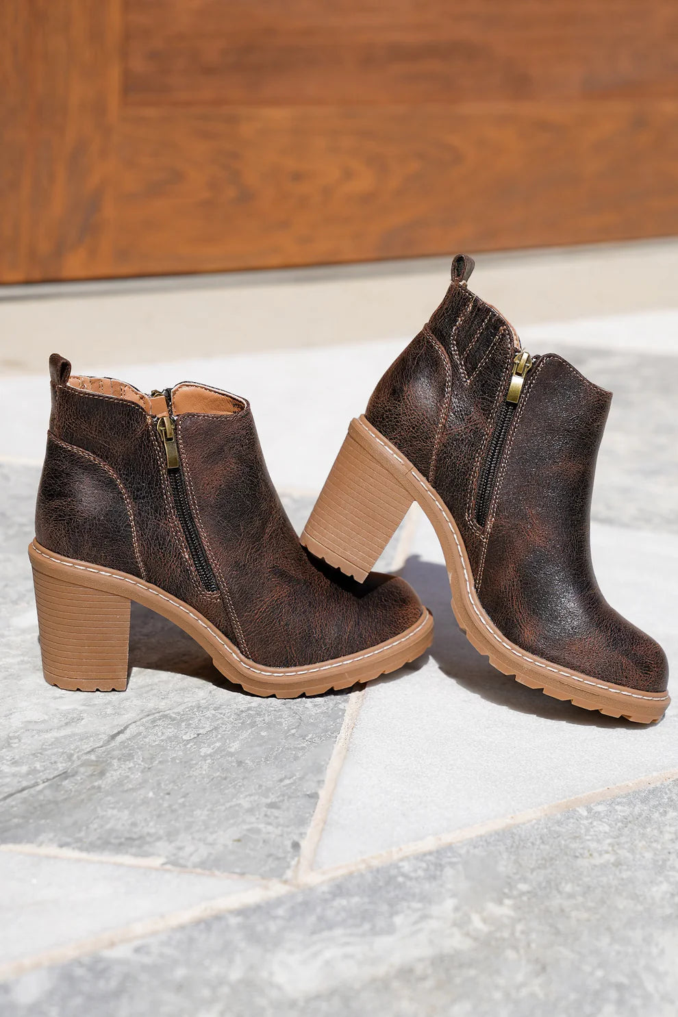 CK12 Espresso Crinkle Rocky Top Zip Up Bootie