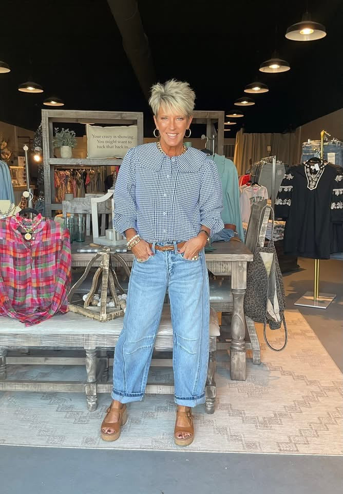 High Rise Dart Structured Fit Barrel Jeans