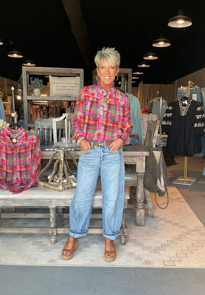 Multi Ruffle Half Placket Blouse