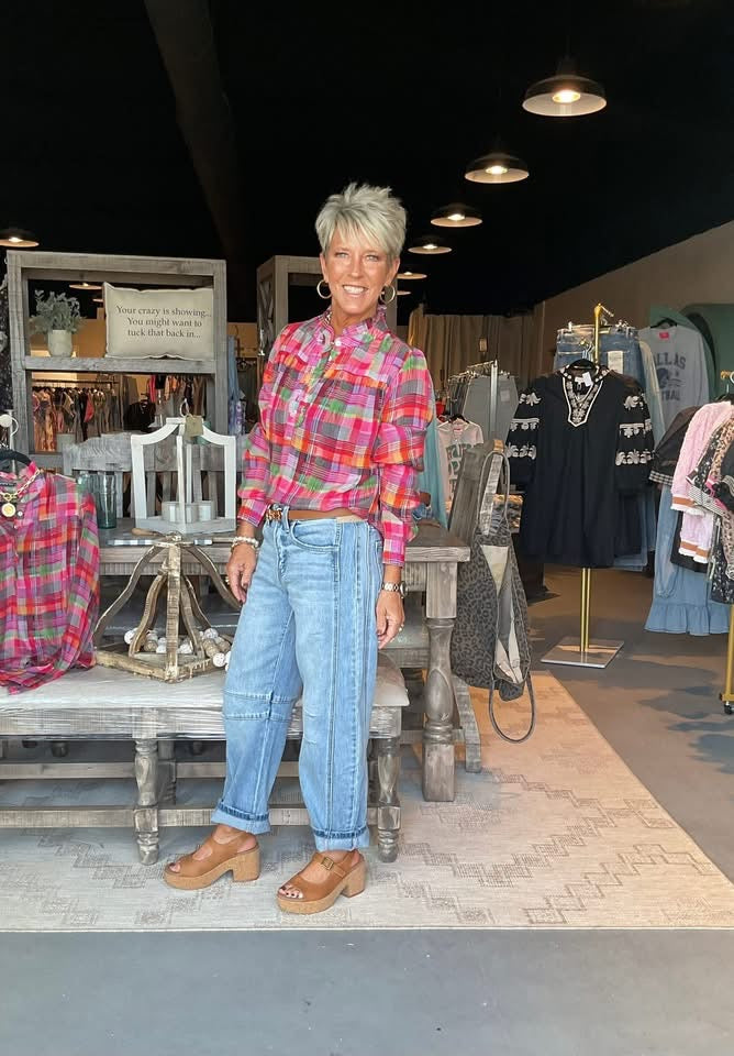 Multi Ruffle Half Placket Blouse