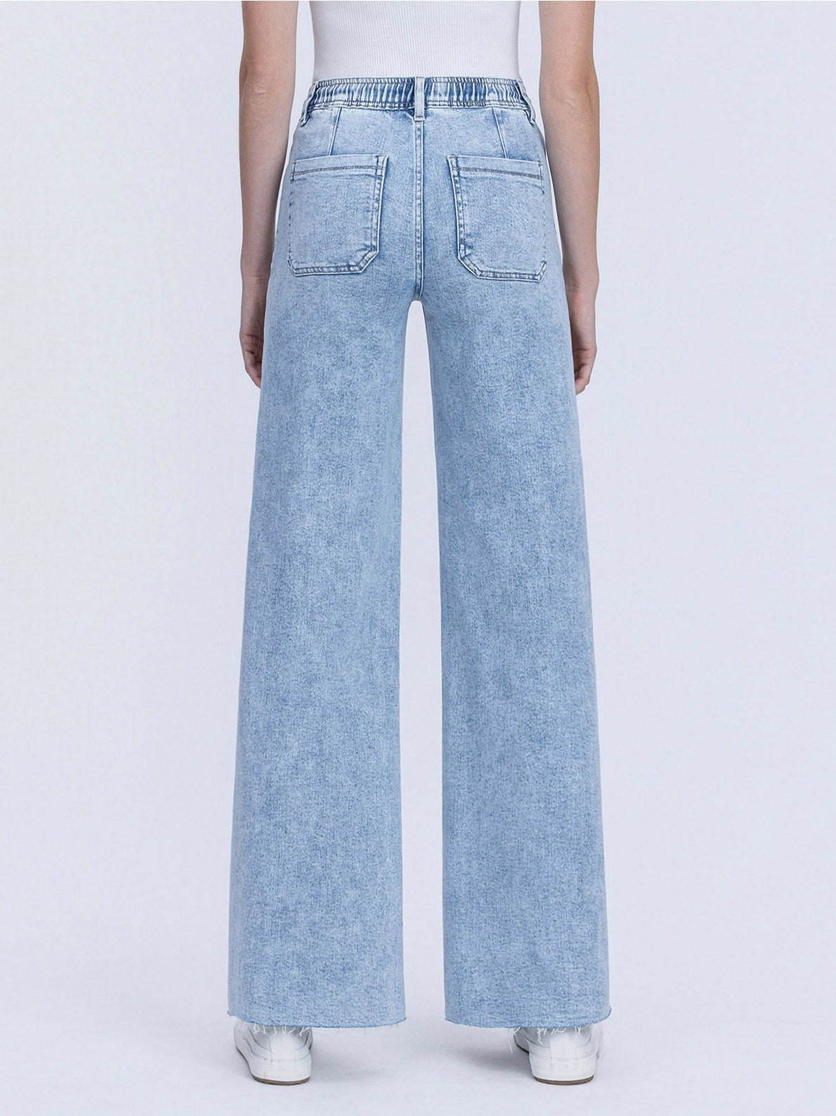 High Rise Drawstring Wide Leg Jeans