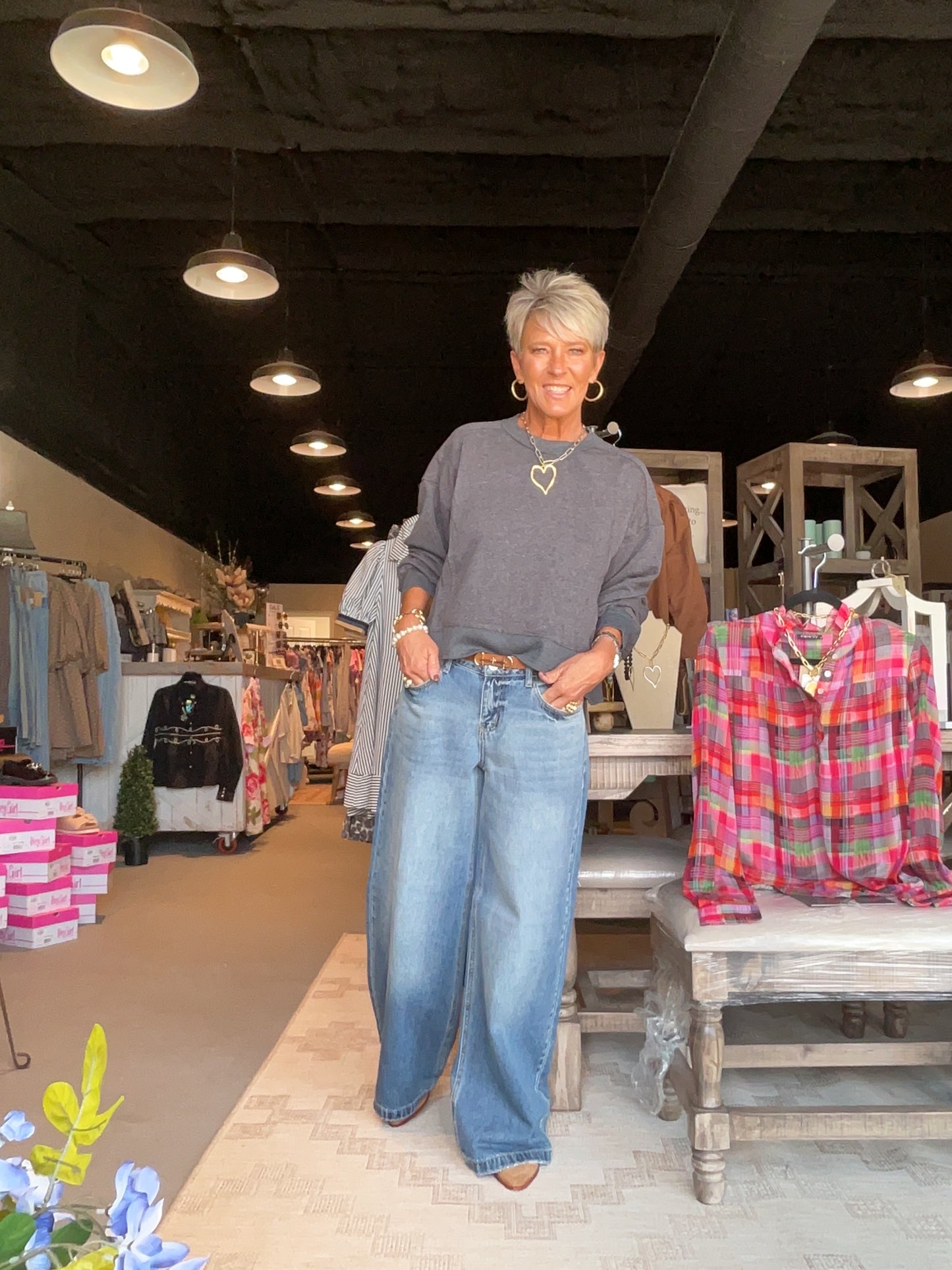 Layered Hem Sweatshirt with Raw Edges in Charcoal