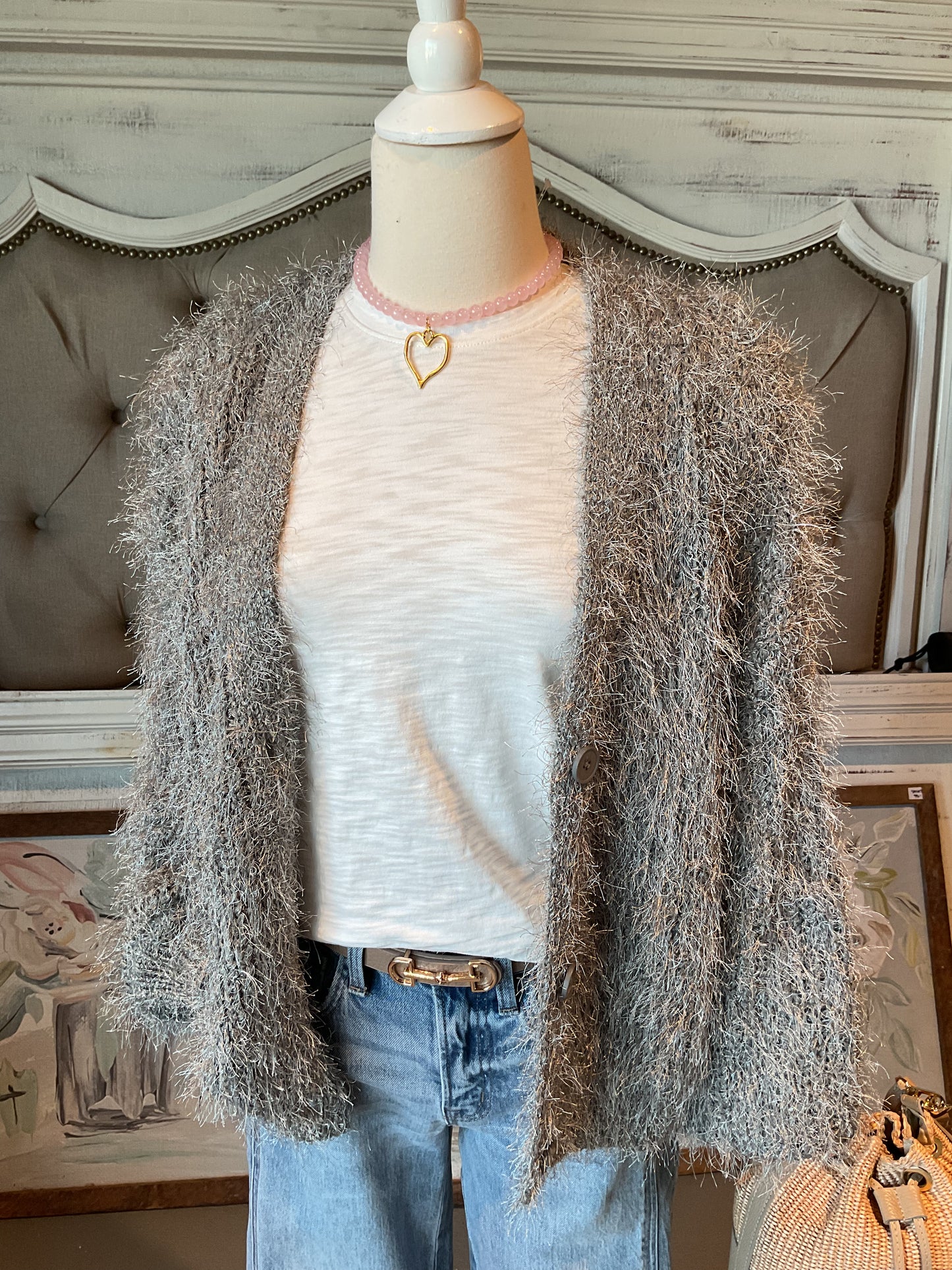 Light Pink 8mm Gemstone with Gold Heart