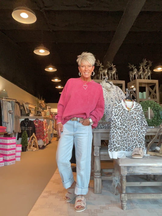 Distressed Red Oversized Sweatshirt