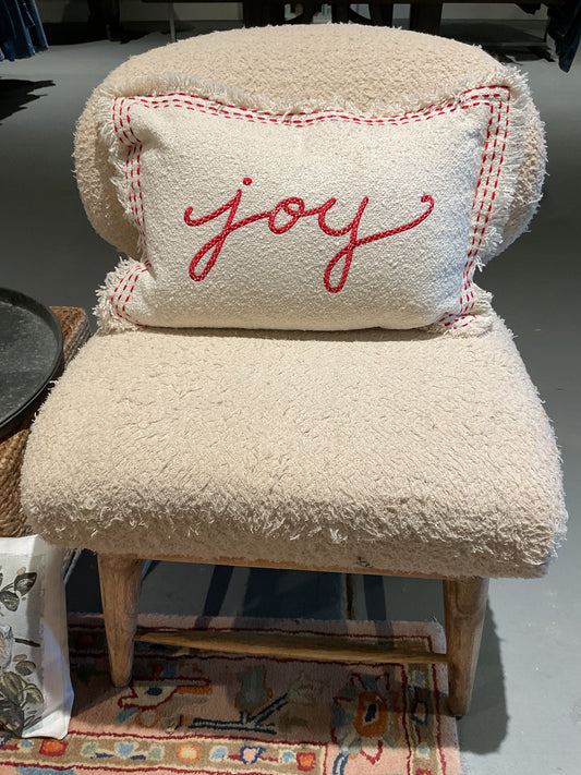 Woven Cotton Blend Lumbar Pillow “JOY”