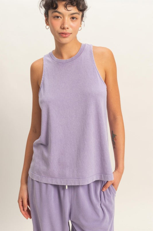 Mineral Washed Tank in Dusty Purple
