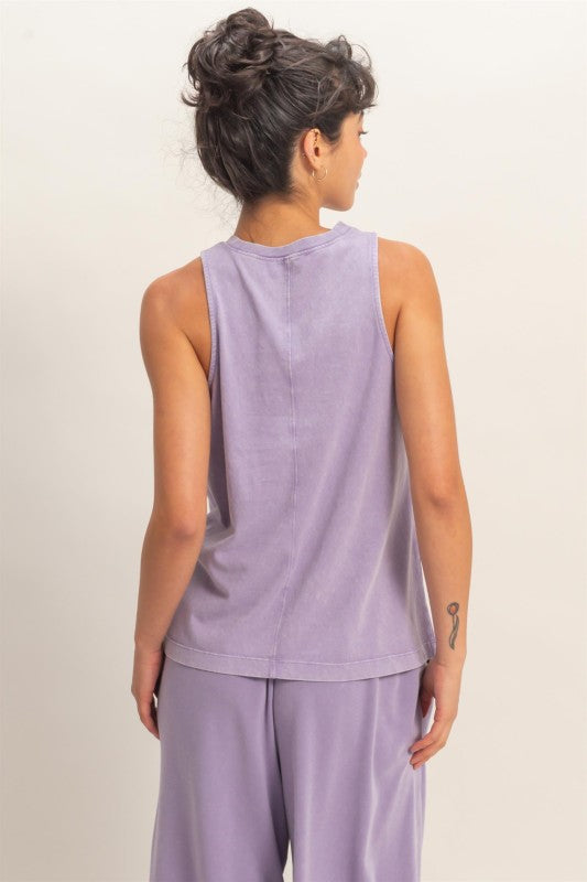 Mineral Washed Tank in Dusty Purple
