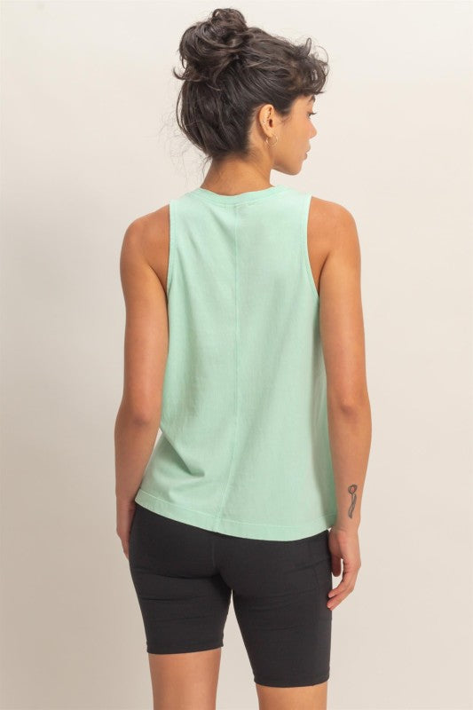 Mineral Washed Tank in Mint