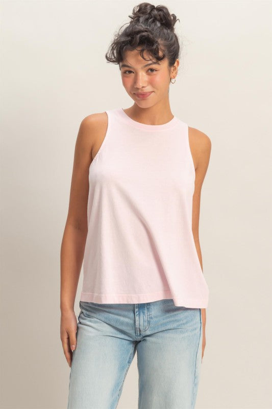 Mineral Washed Tank Top in Soft Pink