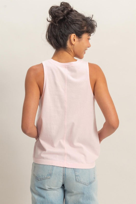 Mineral Washed Tank Top in Soft Pink