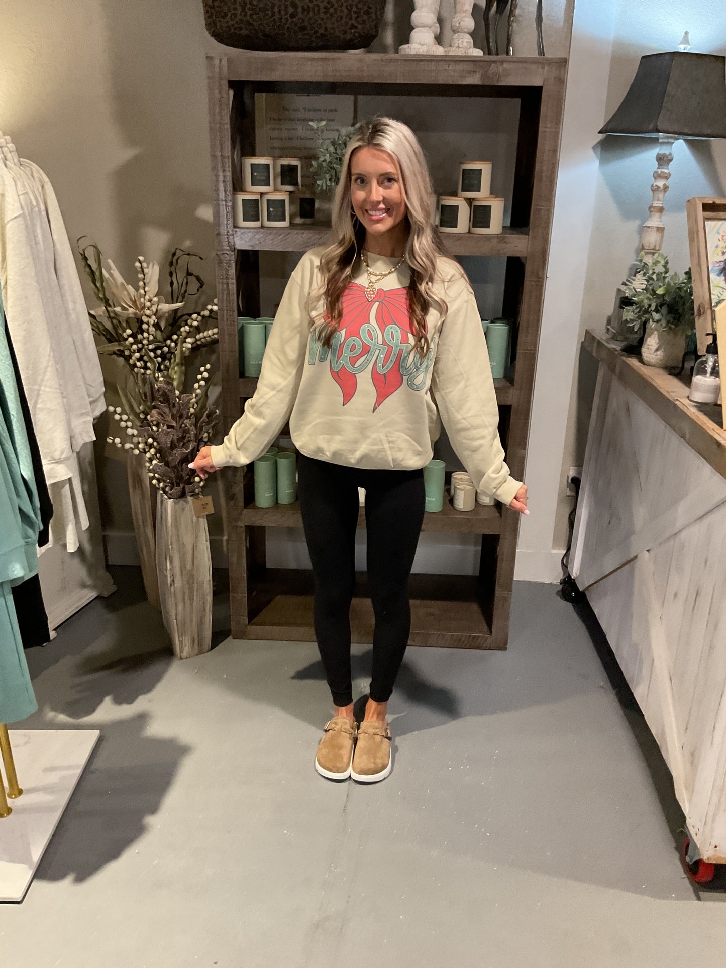 Rhinestone Embellished Merry Sweatshirt
