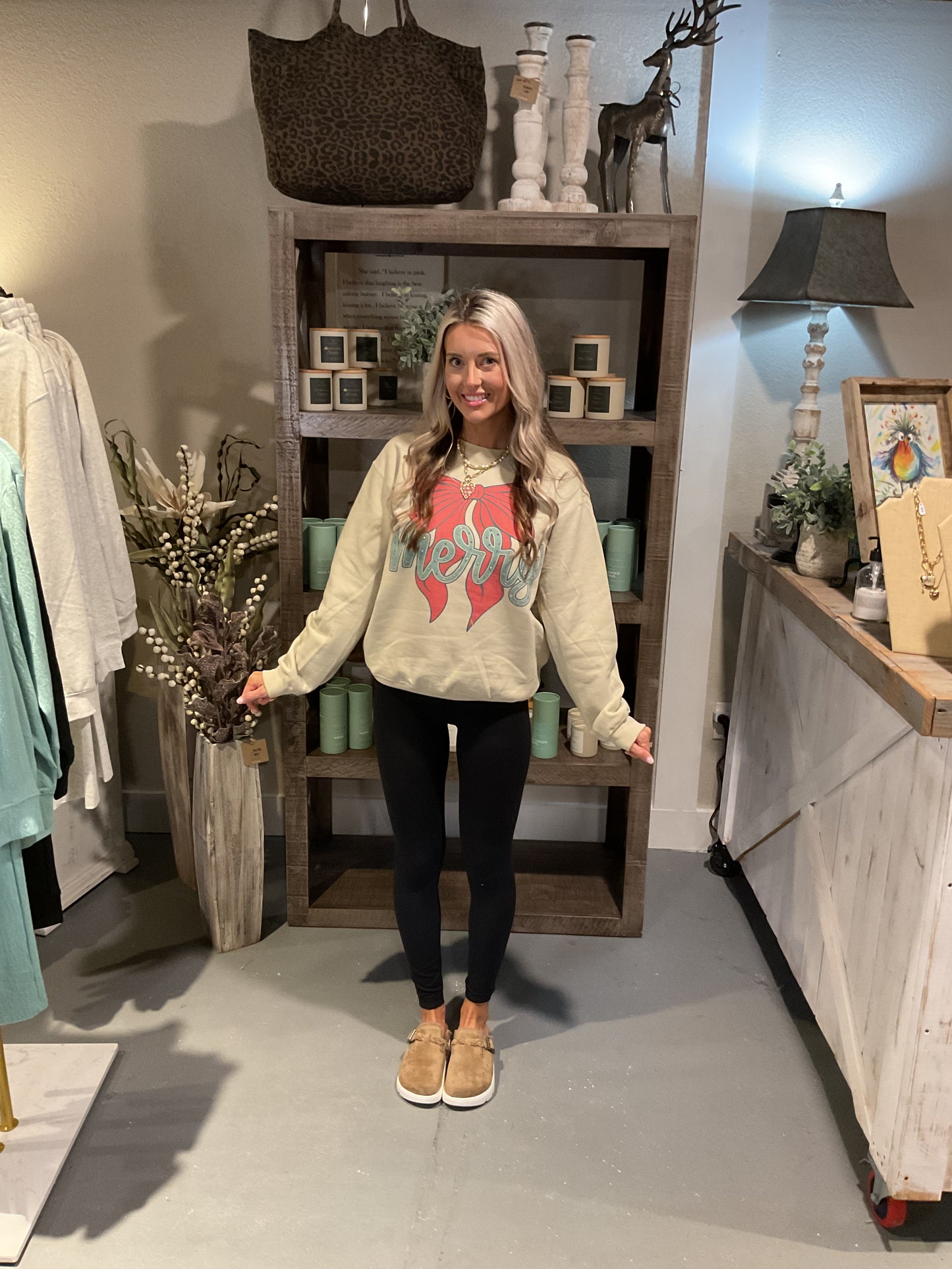 Rhinestone Embellished Merry Sweatshirt