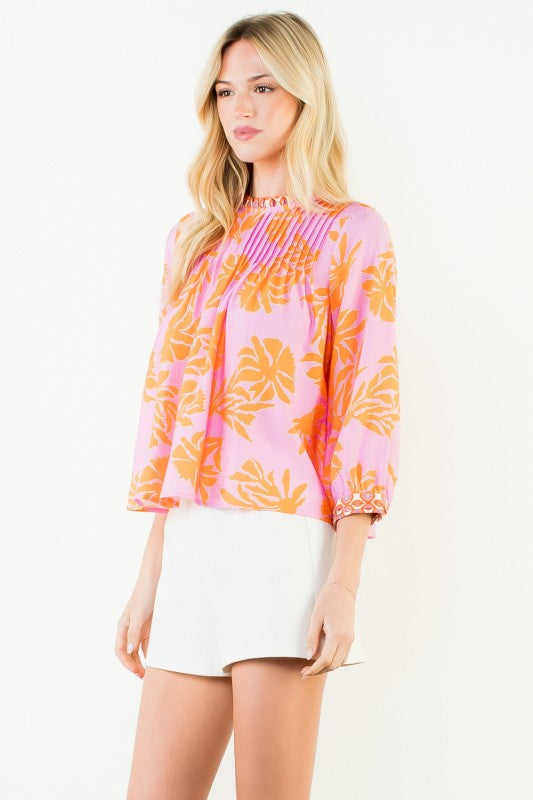 THML Long Sleeve Floral Pattern Top