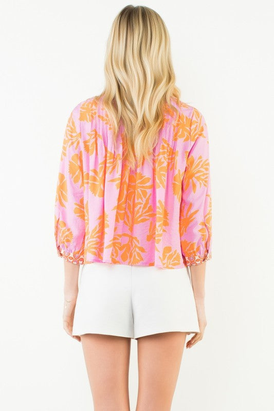 THML Long Sleeve Floral Pattern Top