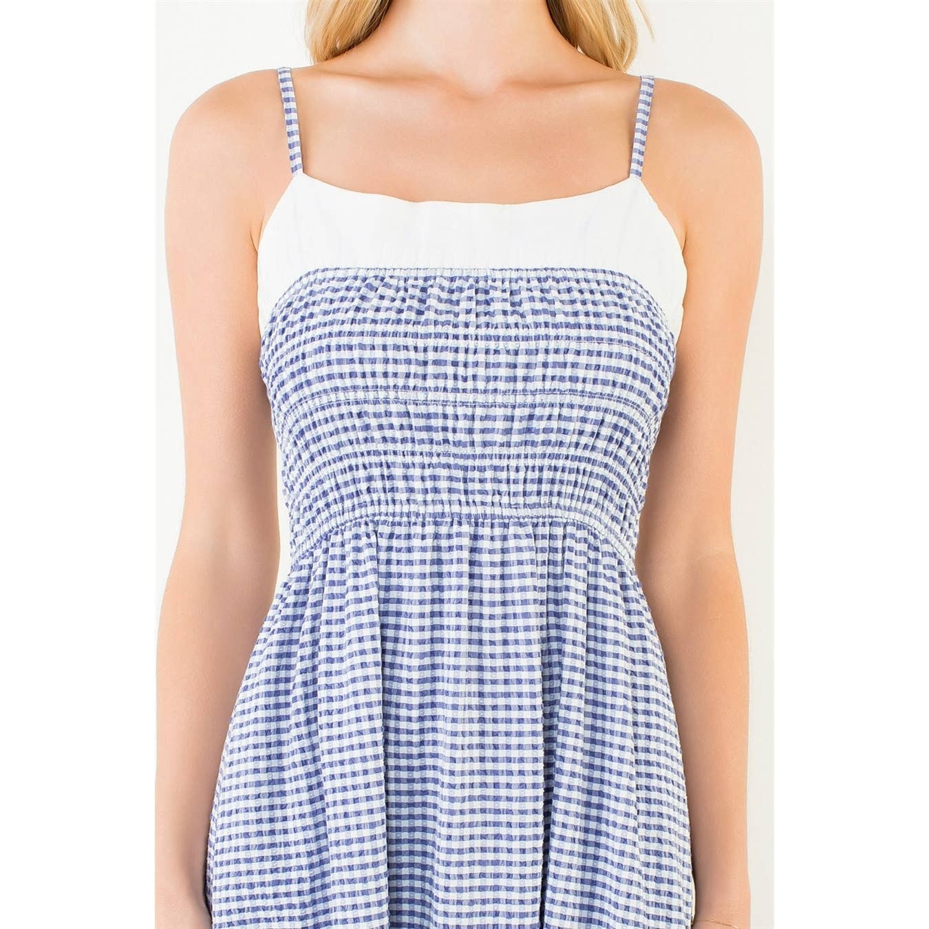 Gingham Smocked Maxi Dress by THML