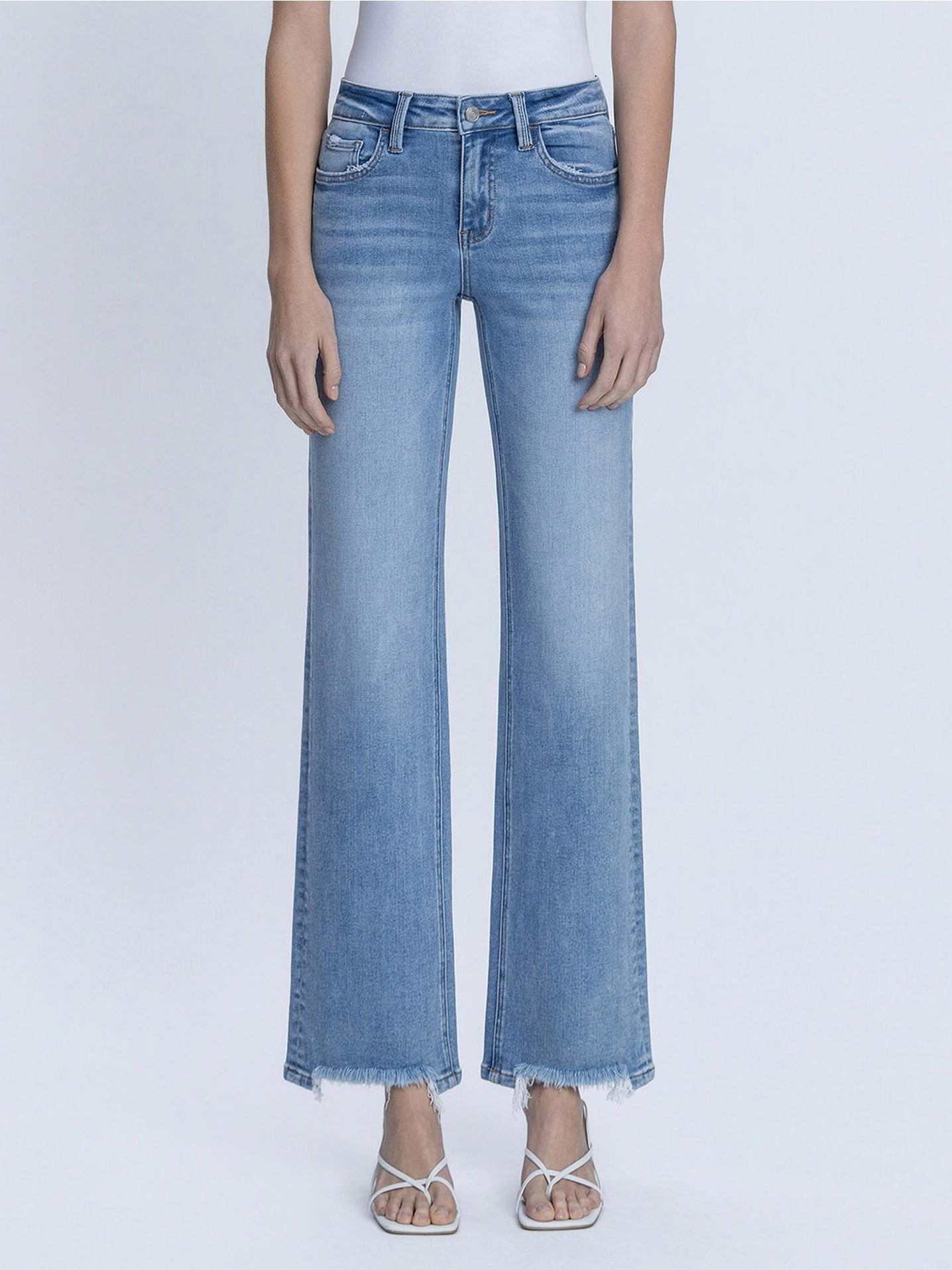Mid Rise Slim Wide Jeans