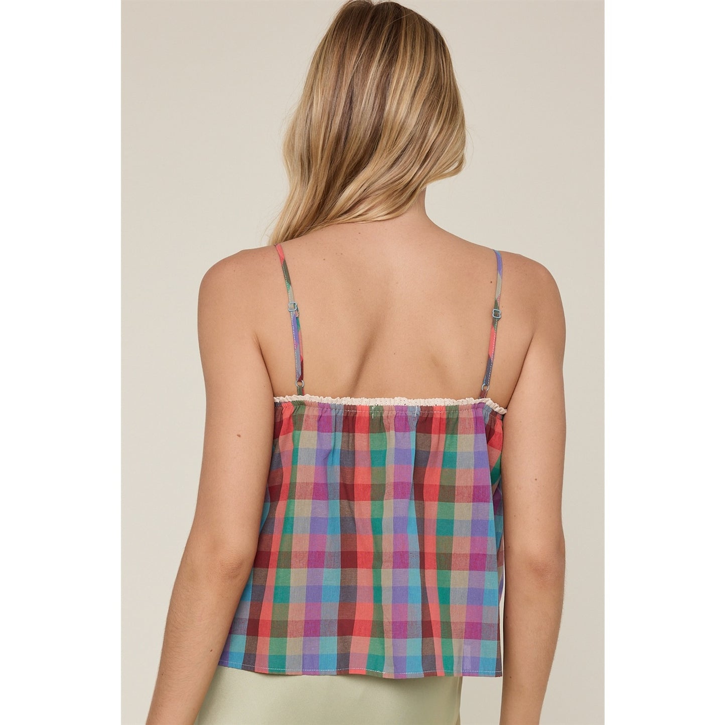 Plaid Cami Top with Adjustable Straps