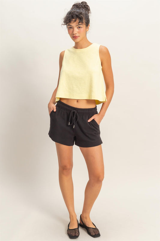 Cotton Drawstring Pocket Shorts Black
