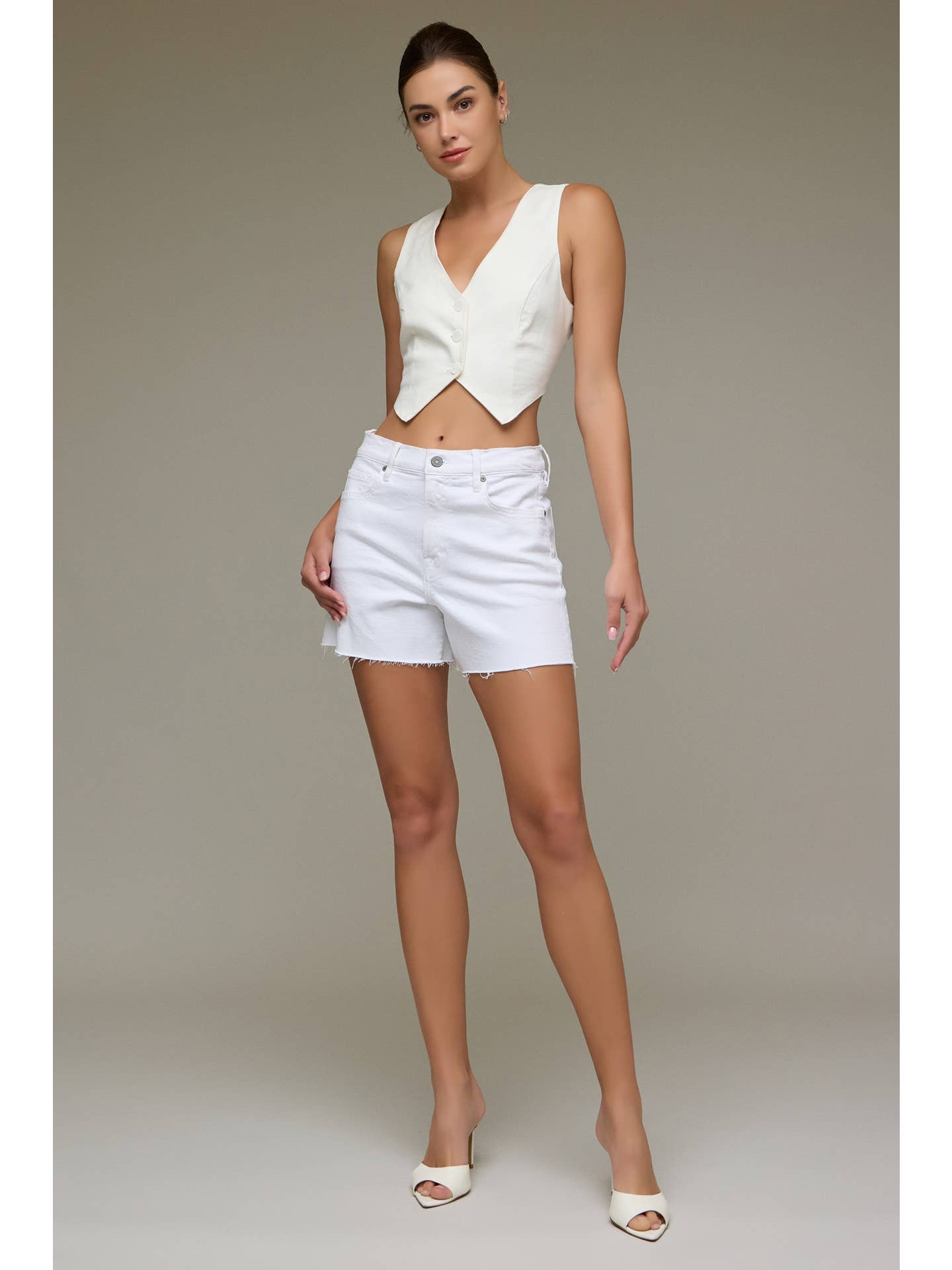White 4” Inseam A Line Shorts
