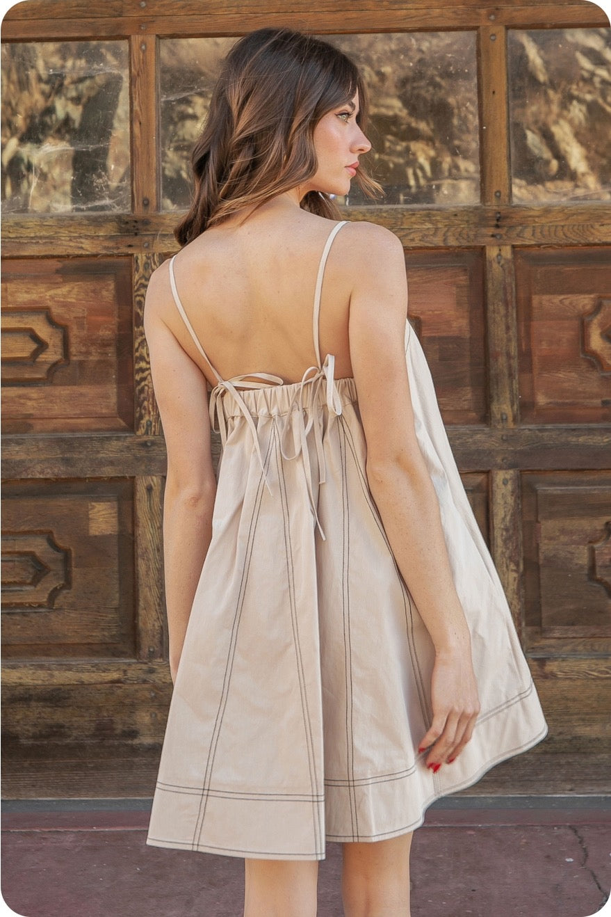 Contrast Top Stitch Mini Dress