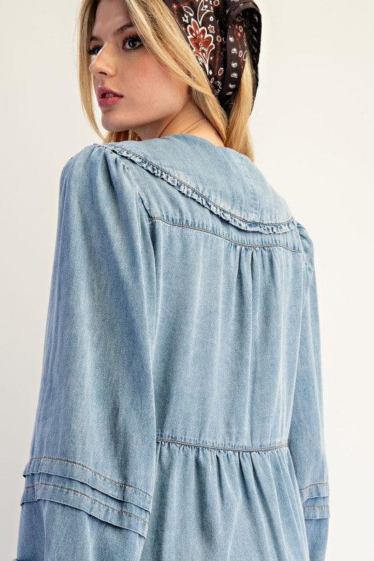 EE15 Snow Washed Pintuck Denim Dress