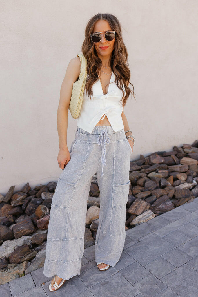 Cloud ColorMineral Wash Boho Wide Leg Pants