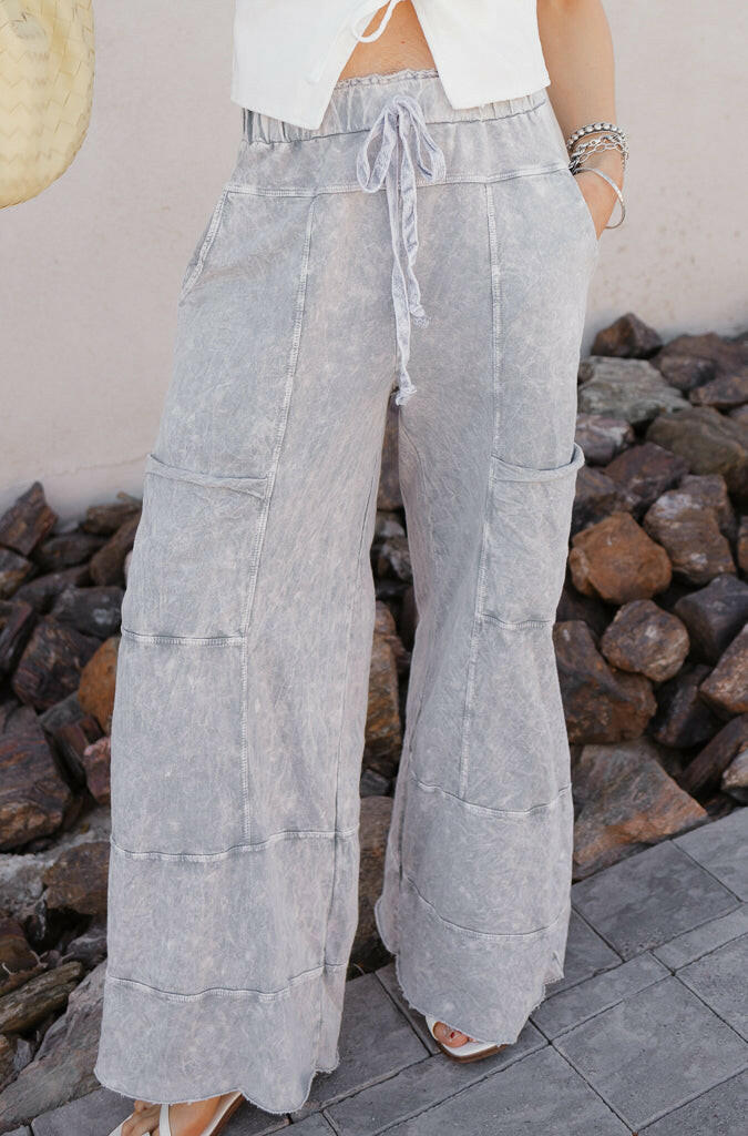 Cloud ColorMineral Wash Boho Wide Leg Pants