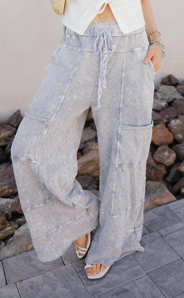 Cloud ColorMineral Wash Boho Wide Leg Pants