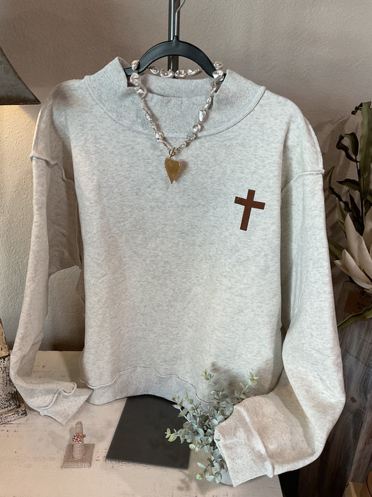 Cross & Jesus Saves Reversible Mock Neck Sweatshirt