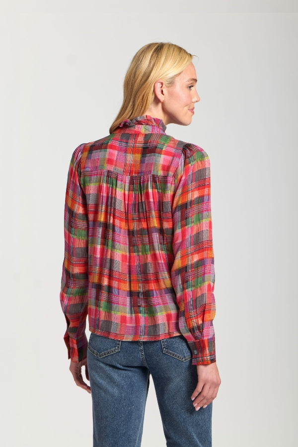 Multi Ruffle Half Placket Blouse