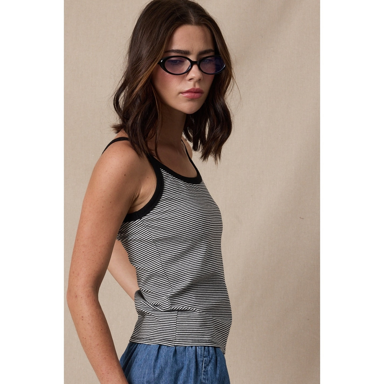 Black Striped Tank Top