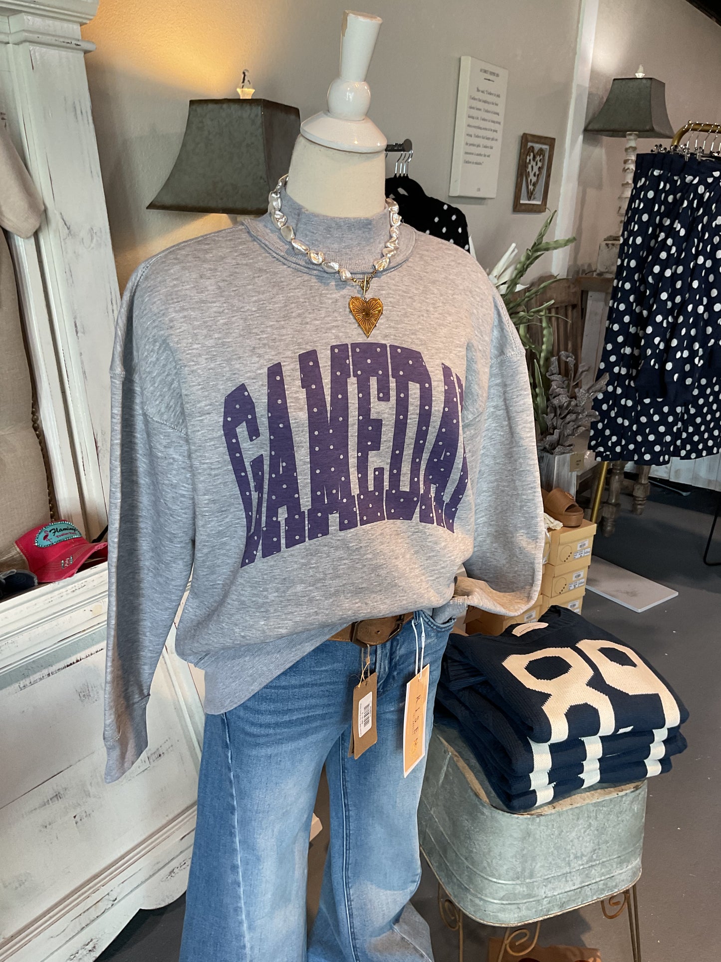 Polka Dot Gameday Mockneck