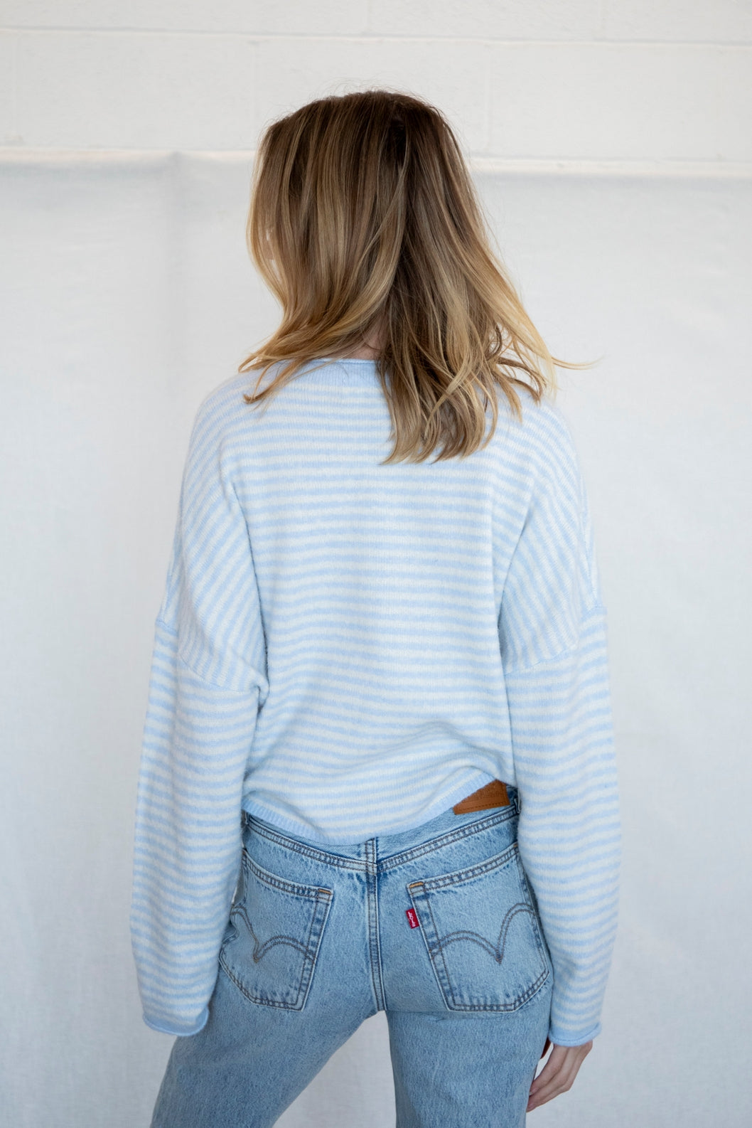 Piper Cardigan Light Blue Mini Striped