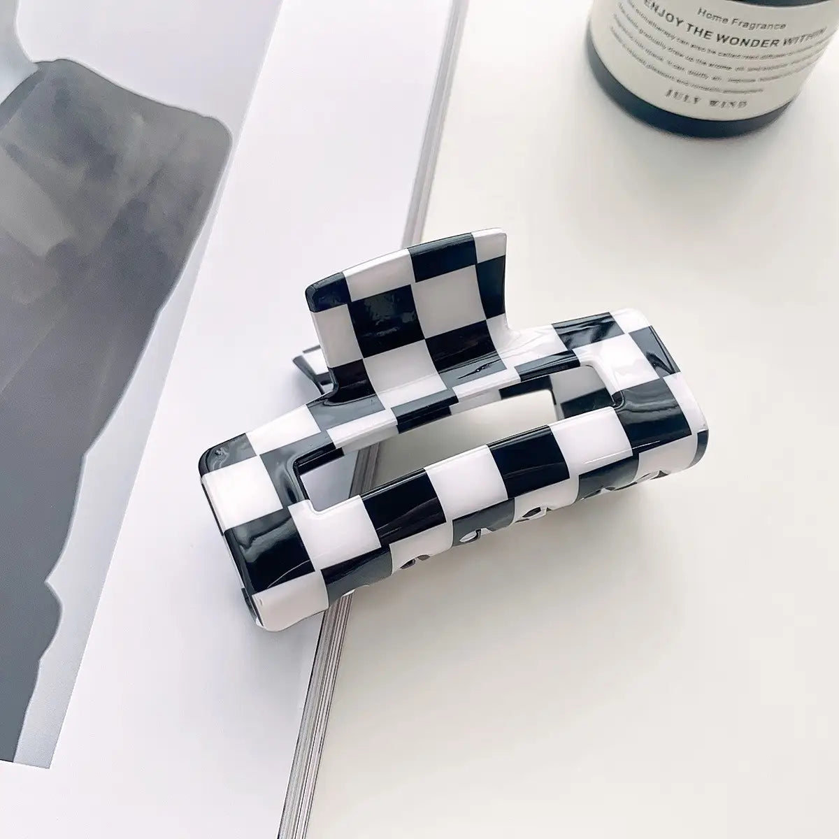 Black Checkerboard Hair Claw